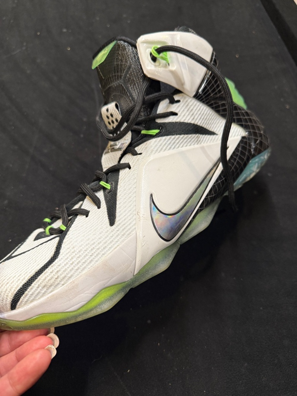 Men's White and Green Basketball Sneakers - Performance Court Shoe - Picture 7 of 7